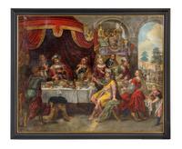 Studio of Frans Francken the Younger, (Flemish, Late 16th/Early 17th Century), The Feast of Esther (two works), David and Abigail, Davi