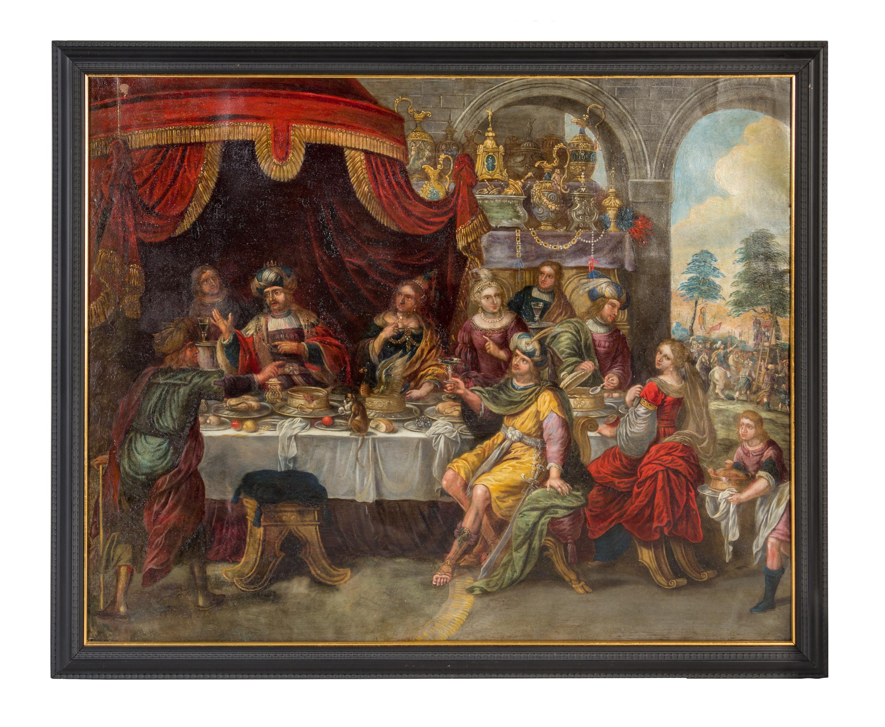 Studio of Frans Francken the Younger, (Flemish, Late 16th/Early 17th Century), The Feast of Esther (two works), David and Abigail, Davi