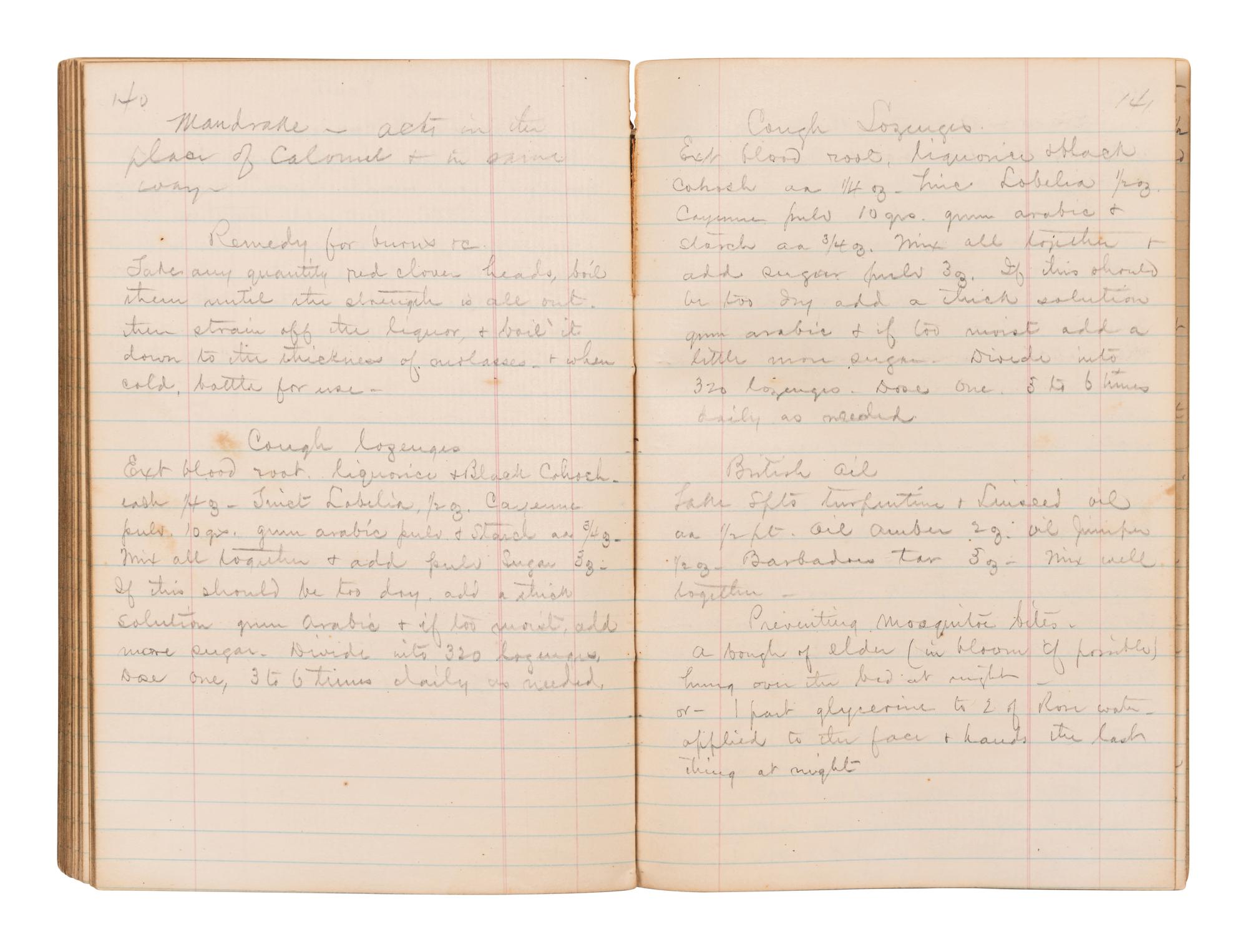 [MANUSCRIPT - REMEDIES]. Manuscript home maintenance and home remedy guide. Chesapeake City and Elizabeth City VA, and later Little Rock AR, 19th-century.