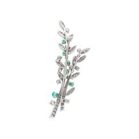 TIFFANY & CO., DIAMOND AND EMERALD BROOCH