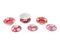 A Chinese Pink Ground Famille Rose Porcelain Tea Bowl