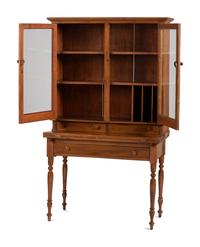 A Late Federal Cherrywood Step-Back Secretary Bookcase
