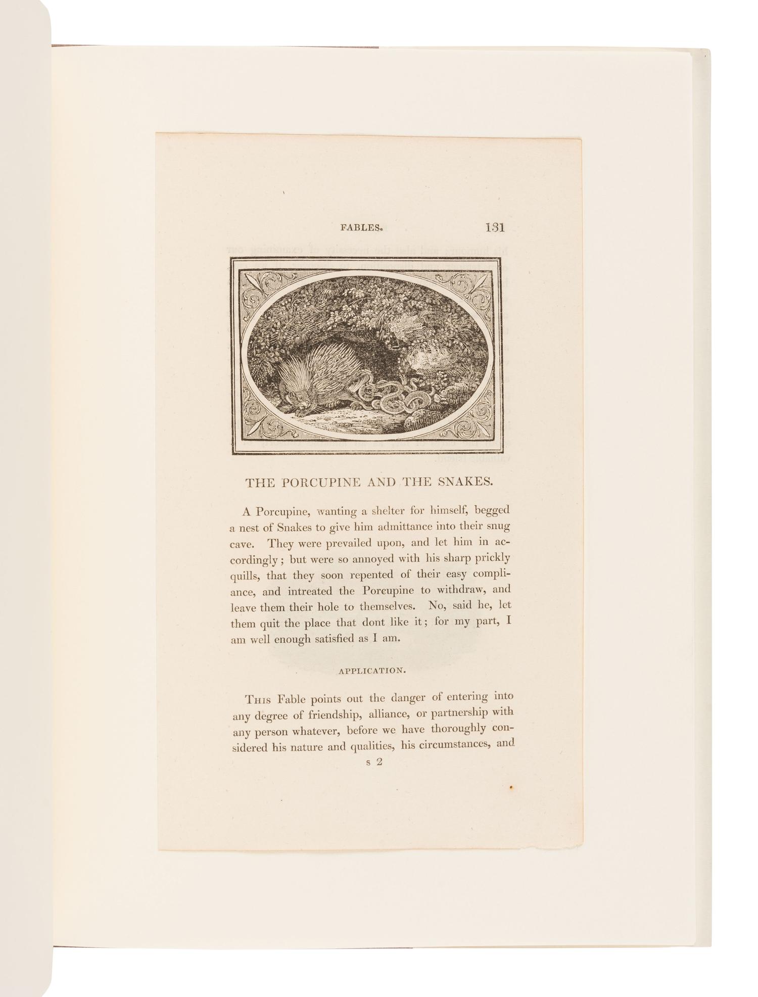 [BOOK CLUB OF CALIFORNIA]. BORDEN, John W. – KRUEGER, Janet S. Thomas Bewick & the Fables of Aesop. San Francisco: The Book Club of California, 1983.