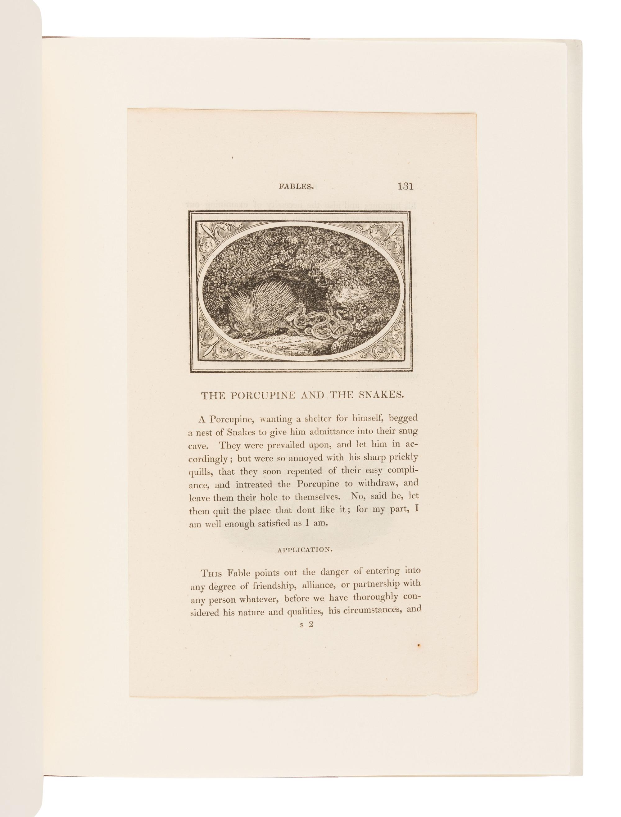 [BOOK CLUB OF CALIFORNIA]. BORDEN, John W. – KRUEGER, Janet S. Thomas Bewick & the Fables of Aesop. San Francisco: The Book Club of California, 1983.