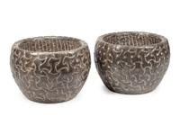 A Pair of Celtic Style Carved Stone Jardinieres
