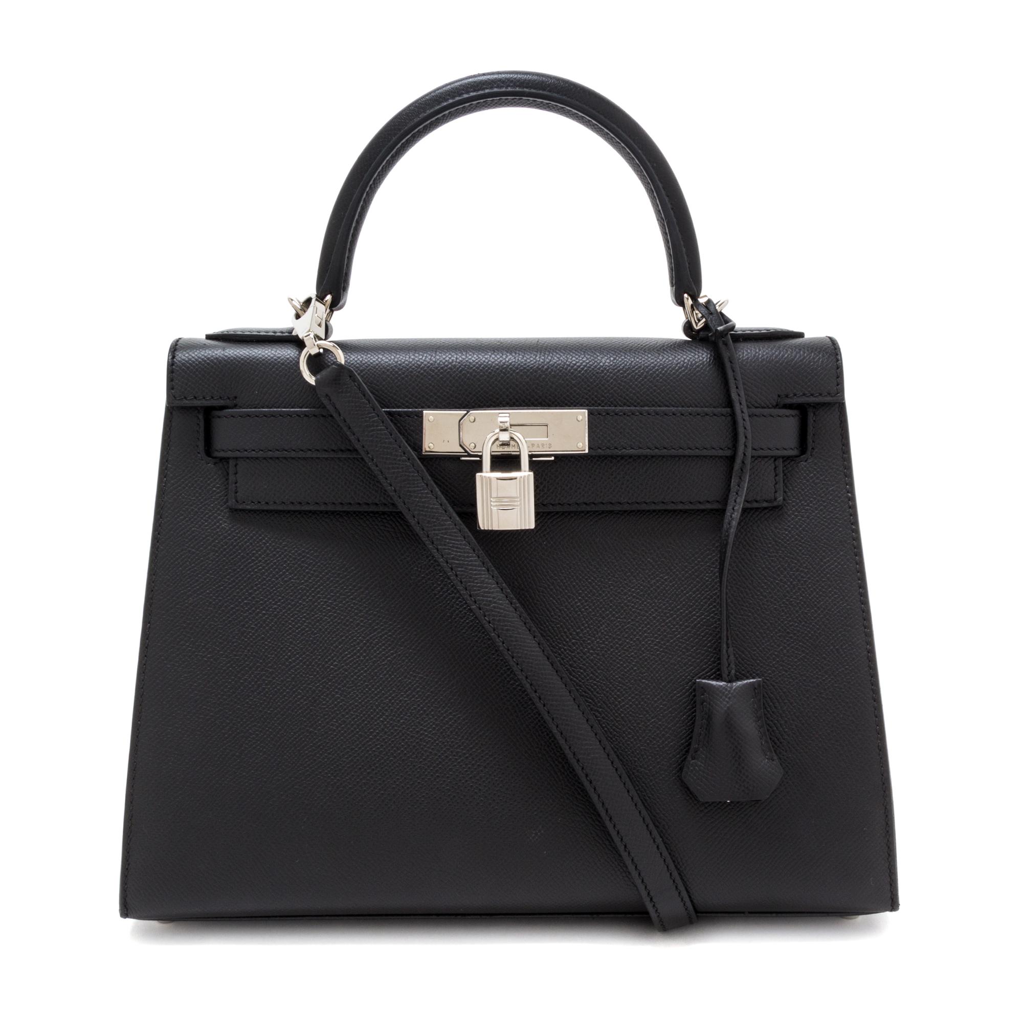 An Hermes Noir Epsom Sellier 28cm Kelly Handbag, 11" x 8.5" x 4".