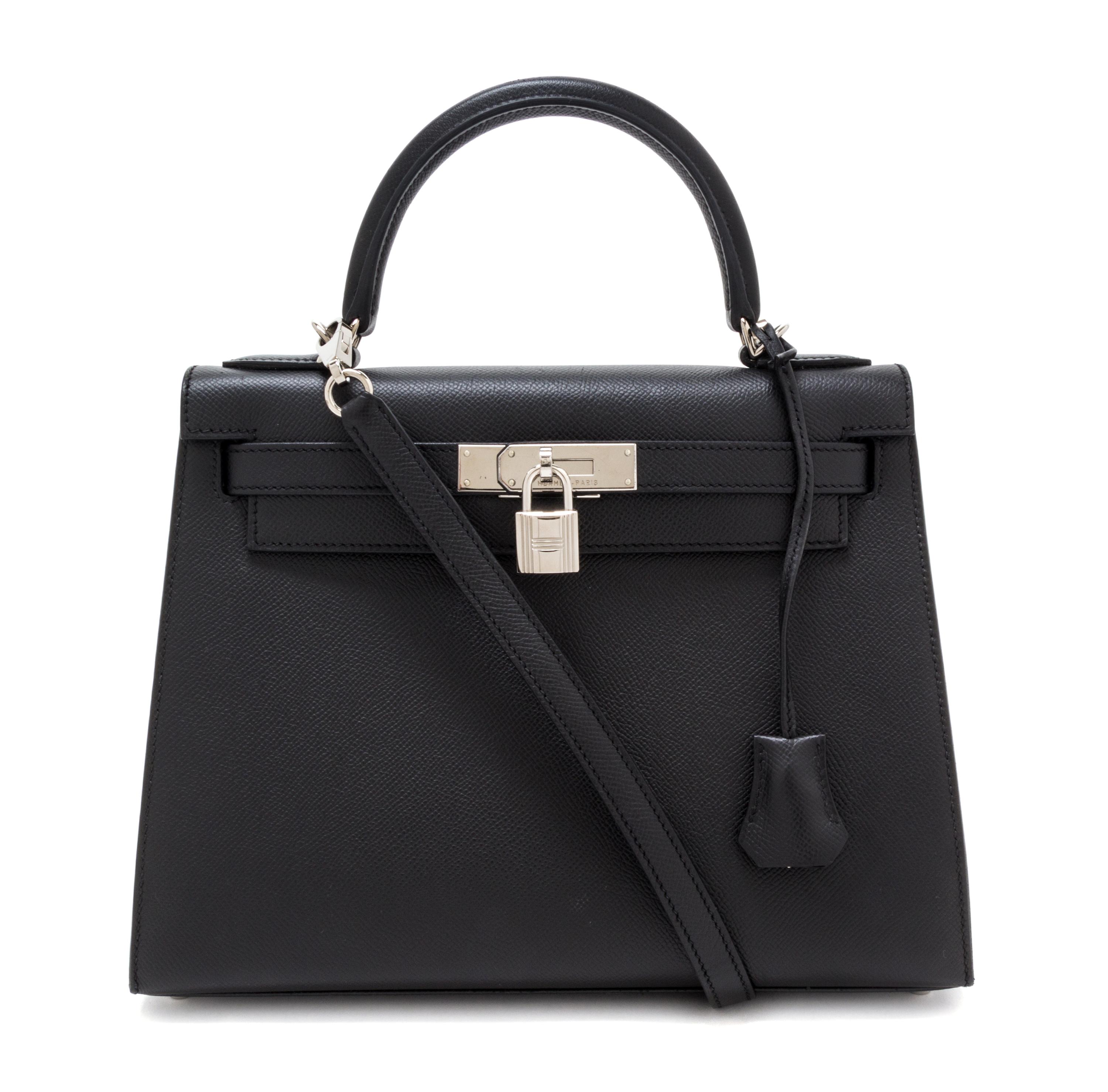 An Hermes Noir Epsom Sellier 28cm Kelly Handbag, 11" x 8.5" x 4".
