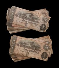 [CONFEDERATE STATES OF AMERICA] A Group of Twenty-Five 1864 T-69 $5 Notes