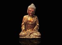 A Chinese gilt lacquered figure of Buddha, Ming to Qing dynasty 木漆金佛造像一座 明或清