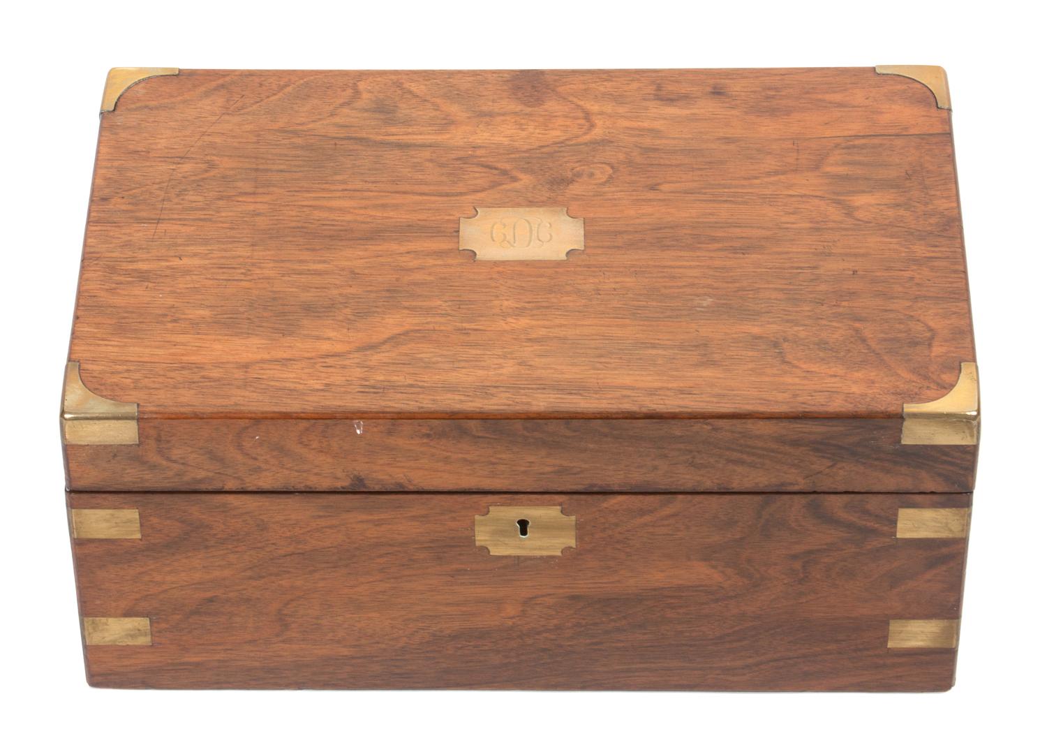 An English Brass Banded Lap Desk Width 15 5/8 inches. — 19TH CENTURY