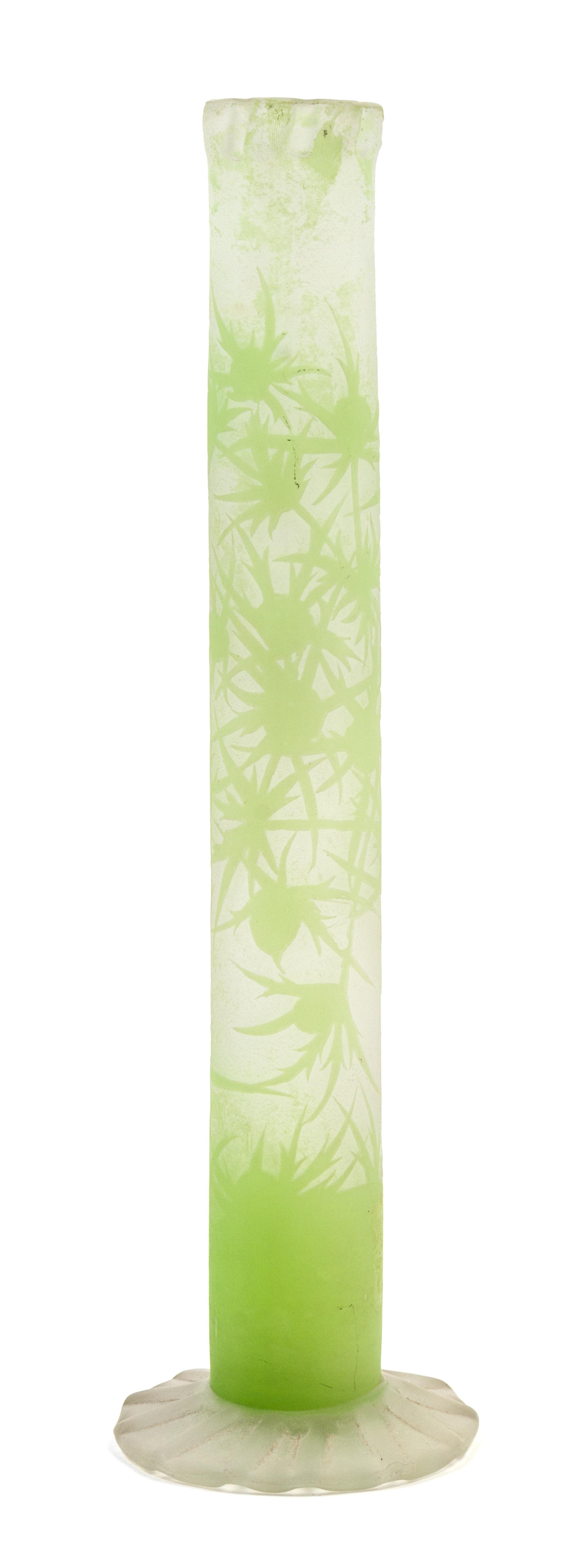 A Galle Cameo Glass Stick Vase Height 11 3/4 inches.