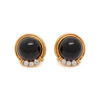 ONYX AND DIAMOND EARCLIPS
