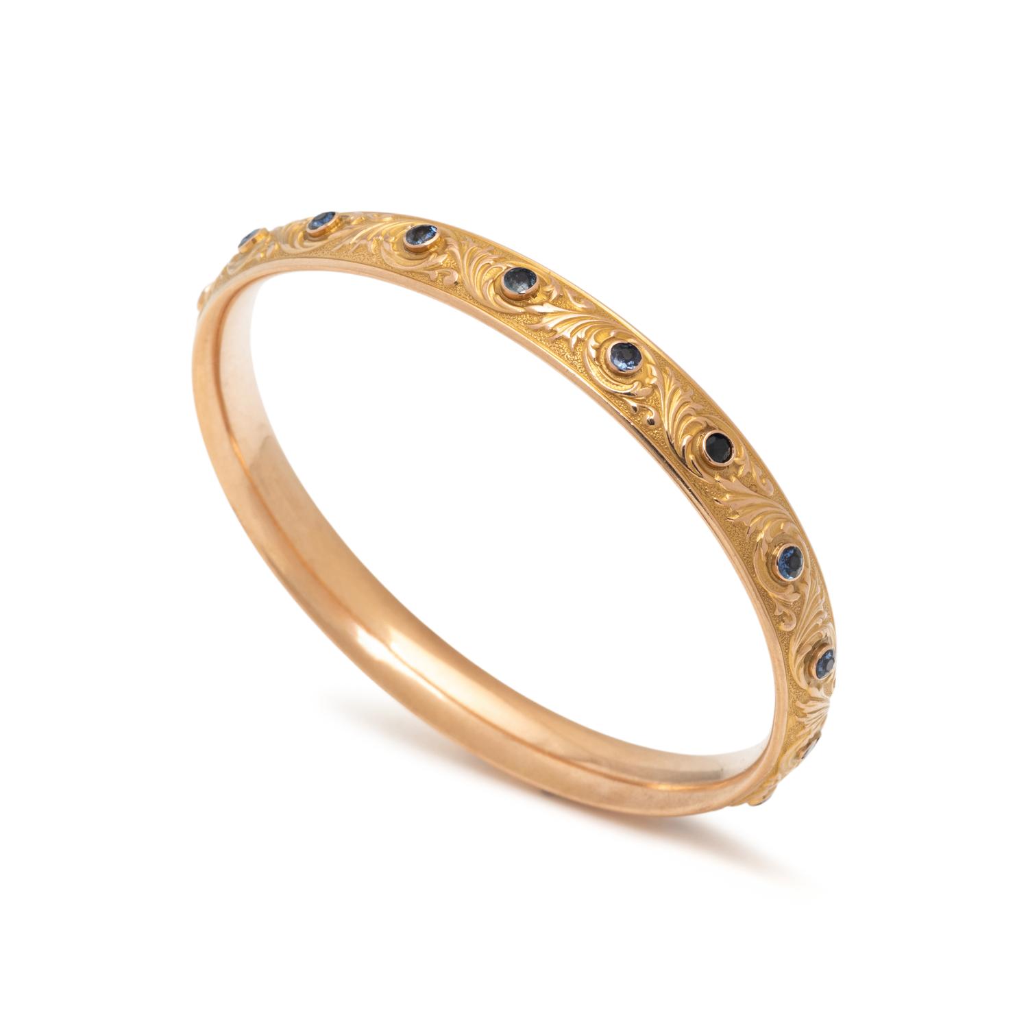 HEDGES, ANTIQUE, SAPPHIRE BANGLE BRACELET