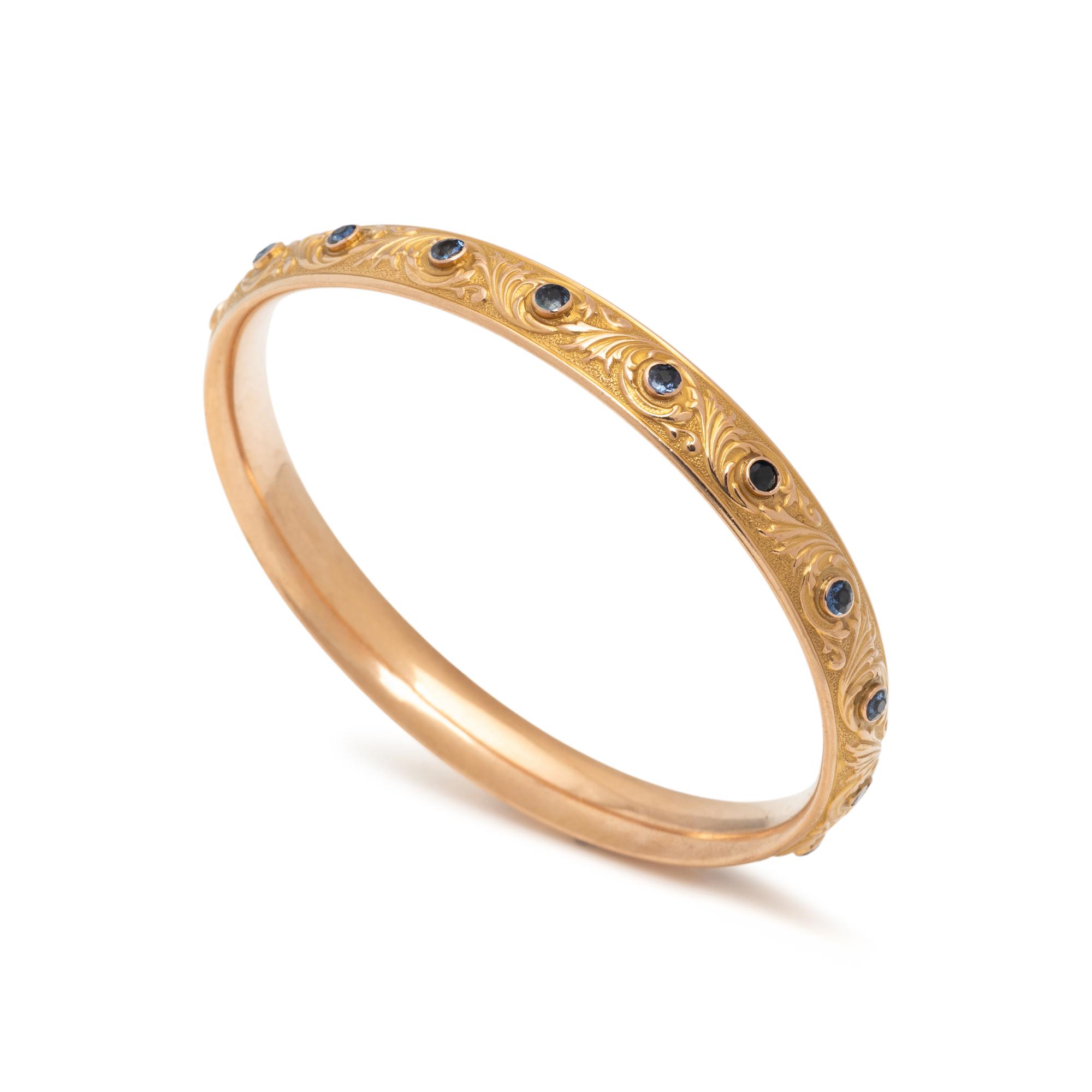 HEDGES, ANTIQUE, SAPPHIRE BANGLE BRACELET