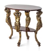 A Neoclassical Style Iron and Mahogany Side Table