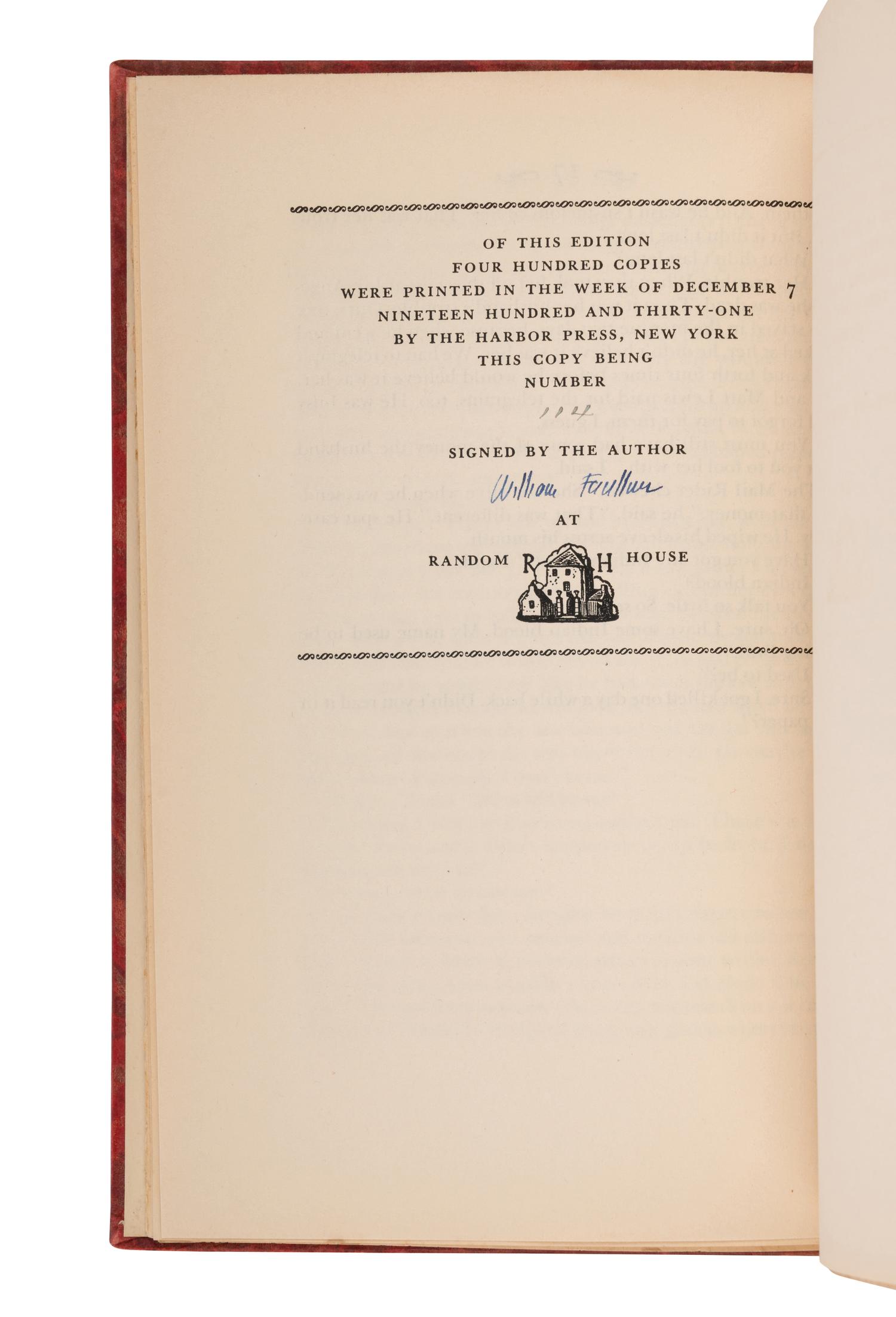 FAULKNER, William (1897-1962). Idyll in the Desert . New York: Random House, 1931.