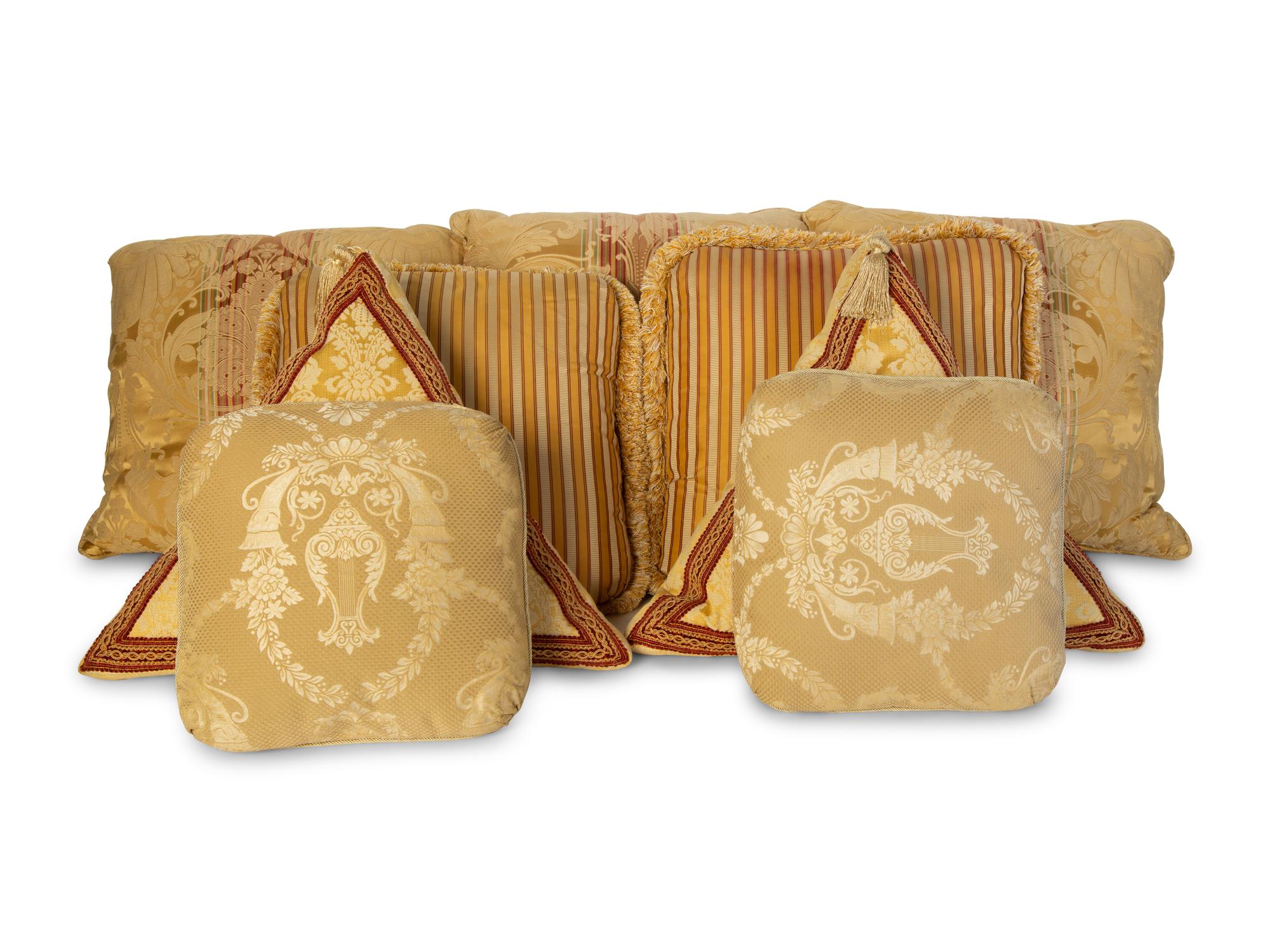 Nine Scalamandré Silk Damask Pillows — 20th Century