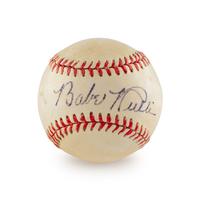 A Unique Babe Ruth Single Signed Autograph Mini Baseball (Beckett Authentication Services)