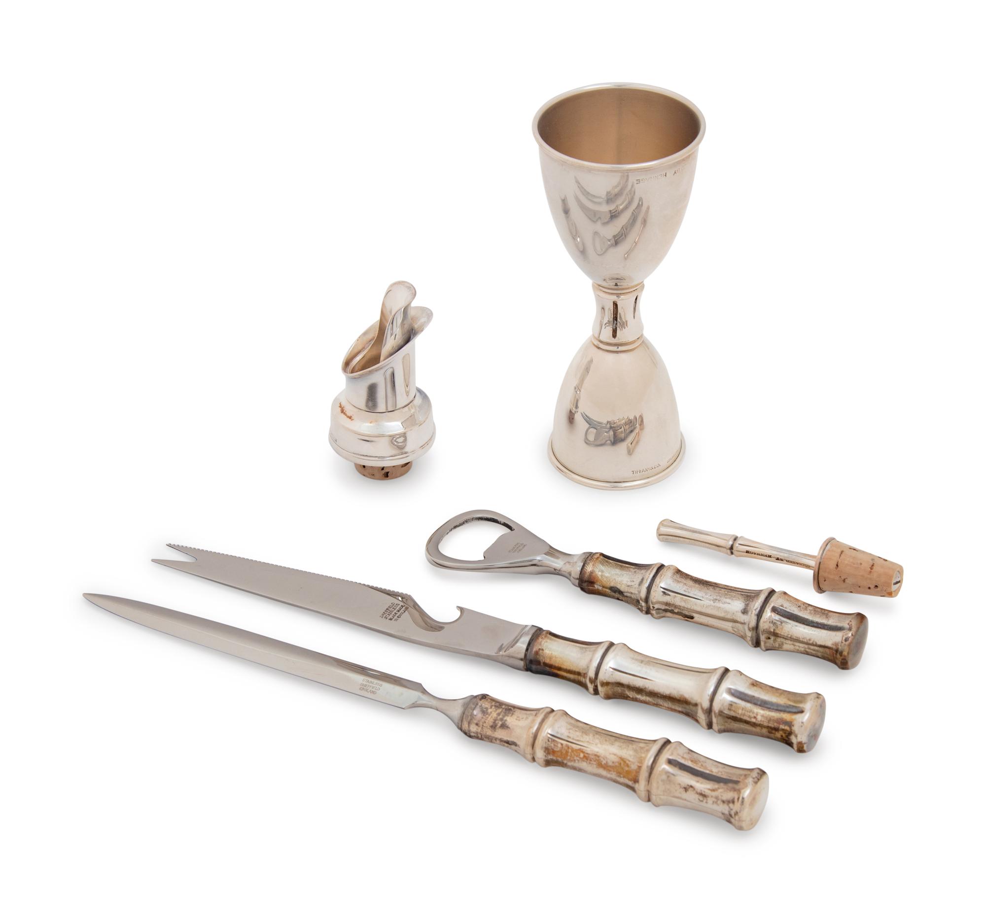 A Group of Five Tiffany & Co. Silver Bamboo Pattern Articles