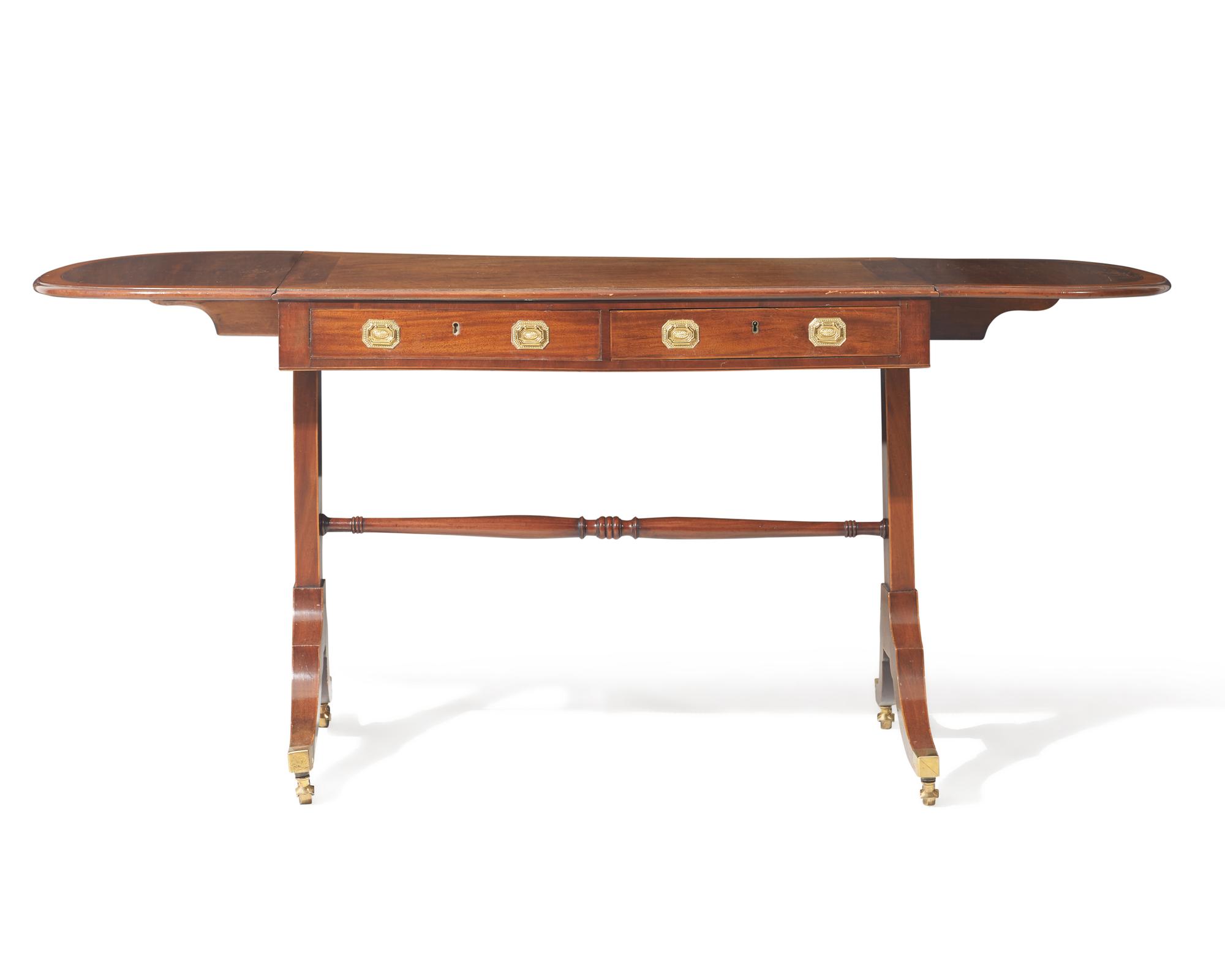 A Regency inlaid mahogany sofa table, circa 1820