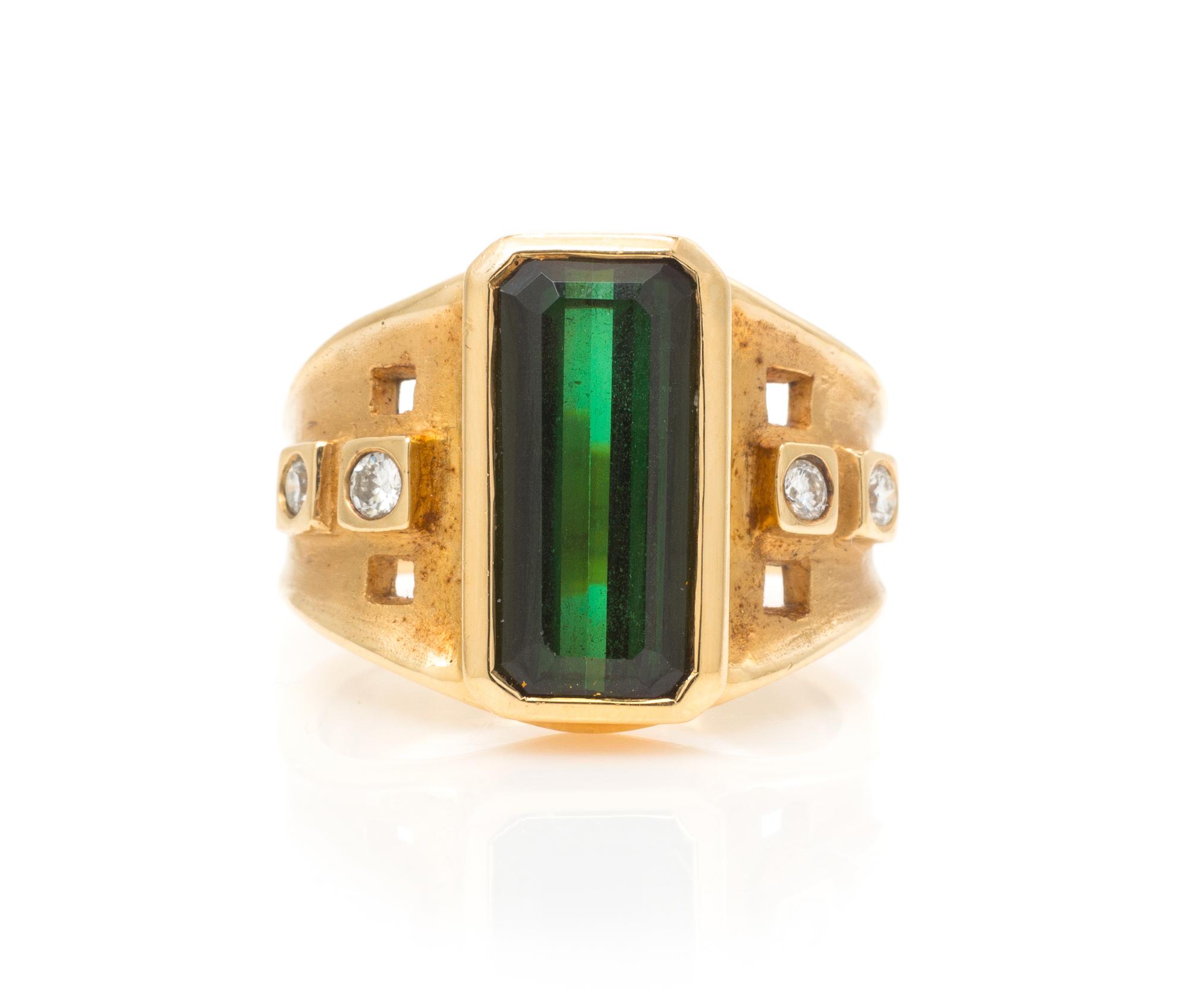A Yellow Gold, Tourmaline and Diamond Ring, Eve Alfille, 8.40 dwts.