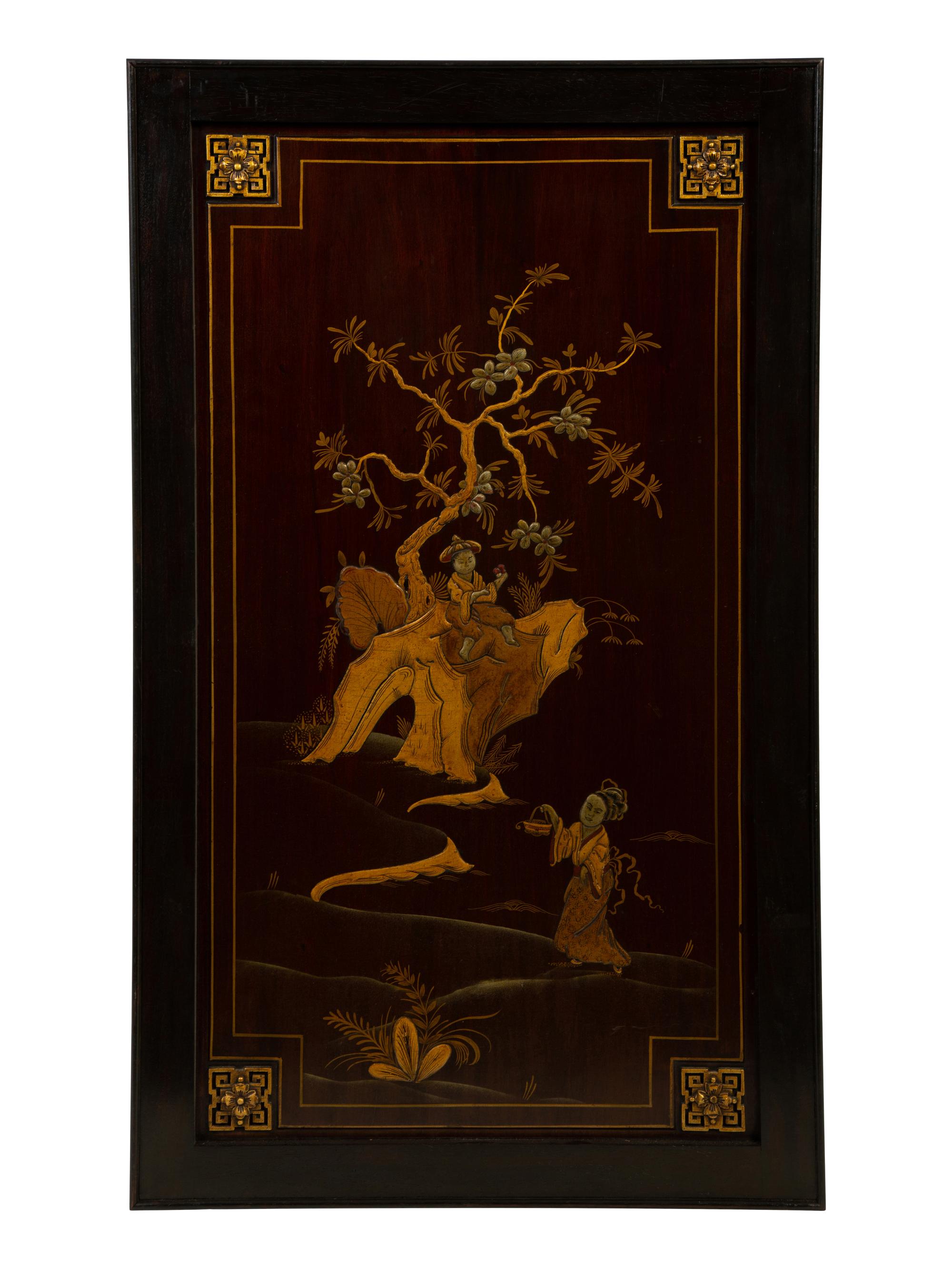 A Set of Six Chinoiserie Lacquered Panels — 19TH/20TH CENTURY
