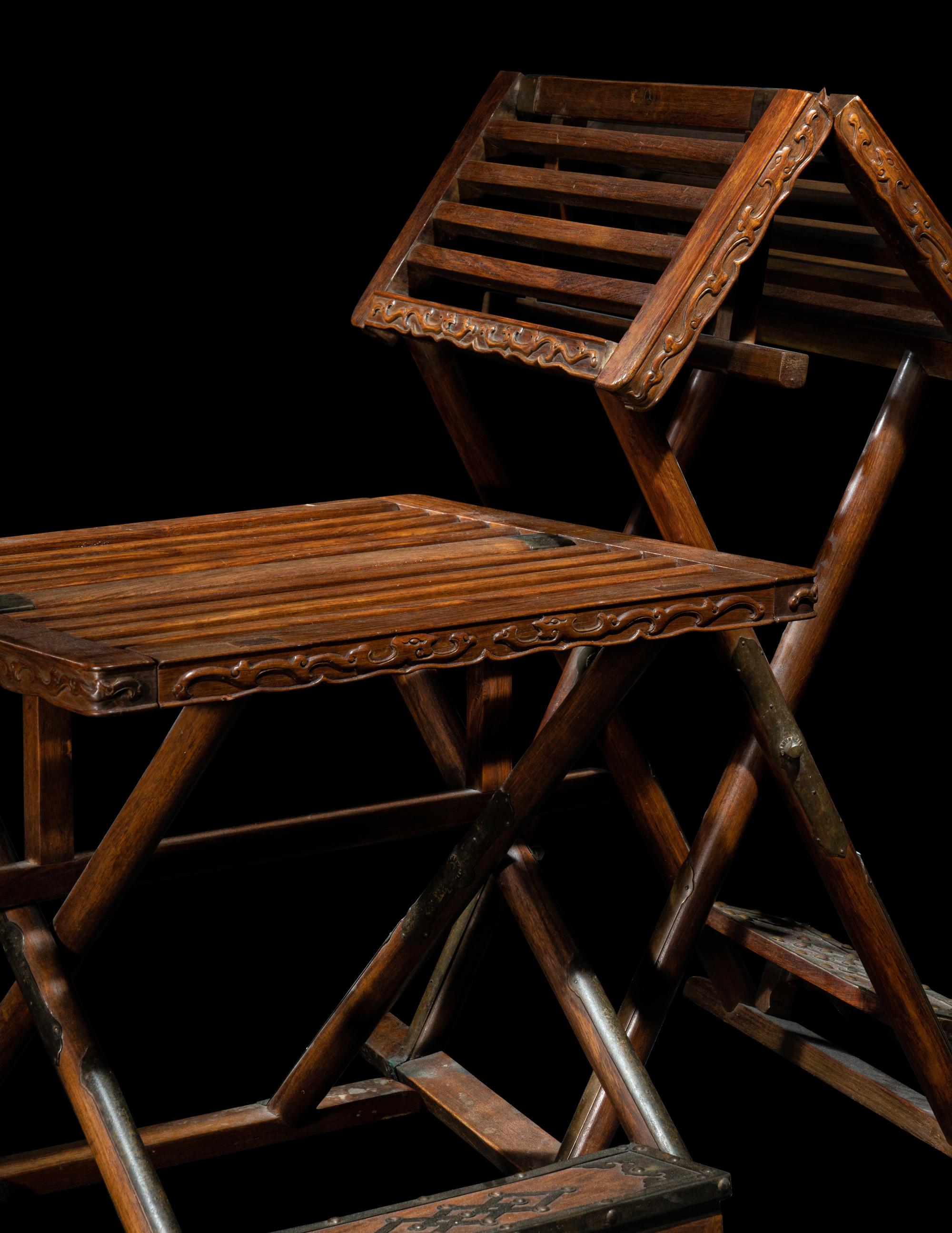 A Pair of Huanghuali Folding Stools