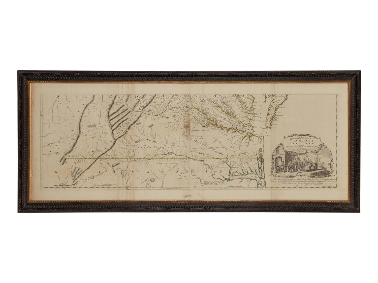 [MAPS & ATLASES]. FRY, Joshua (1699-1754) and Peter JEFFERSON (1708-1757). A Map of the Most Inhabited Part of Virginia containing the whole Province of Maryland with Part of Pensilvania, New Jersey, and North Carolina . London: Robert Sayer and Thomas Jefferys, 1775.