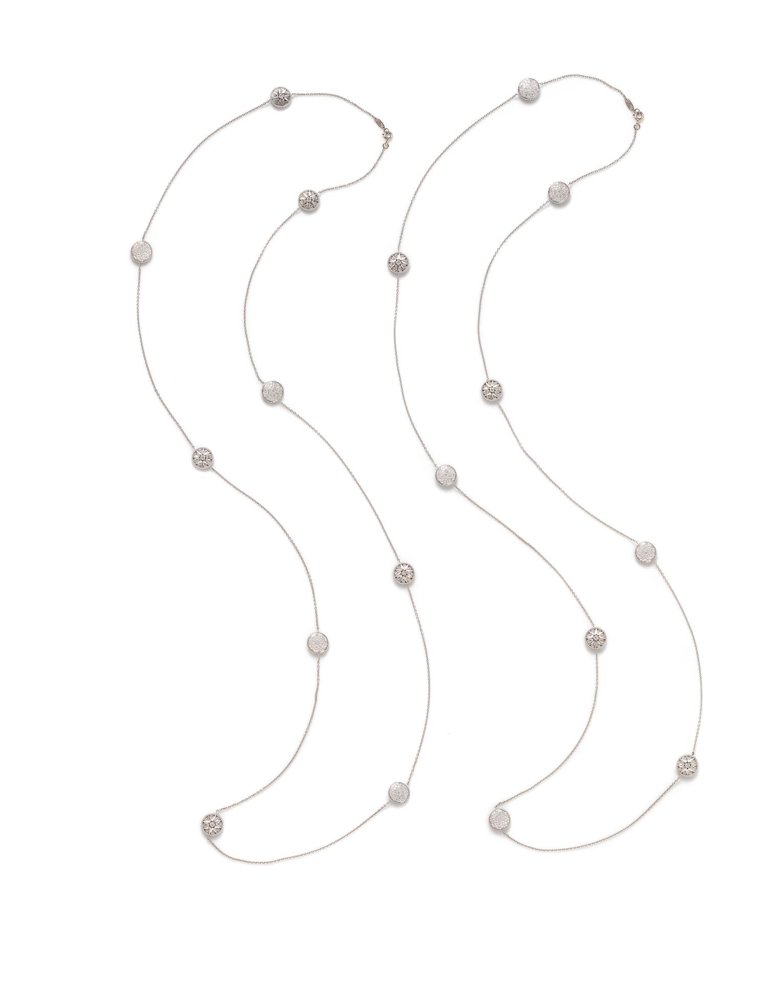 DIOR, FRENCH, PAIR OF DIAMOND 'ROSE DE VENTS' LONGCHAIN NECKLACES