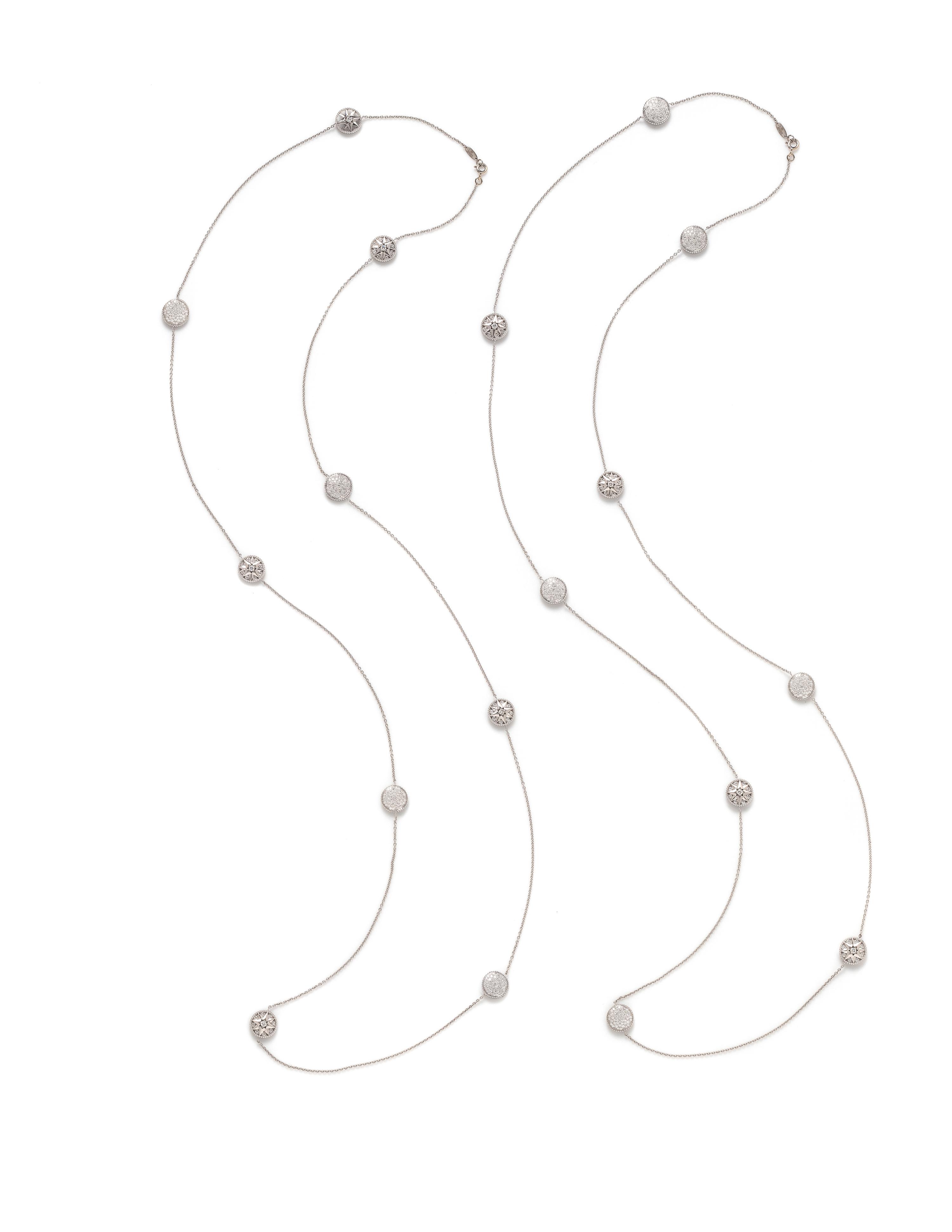 DIOR, FRENCH, PAIR OF DIAMOND 'ROSE DE VENTS' LONGCHAIN NECKLACES