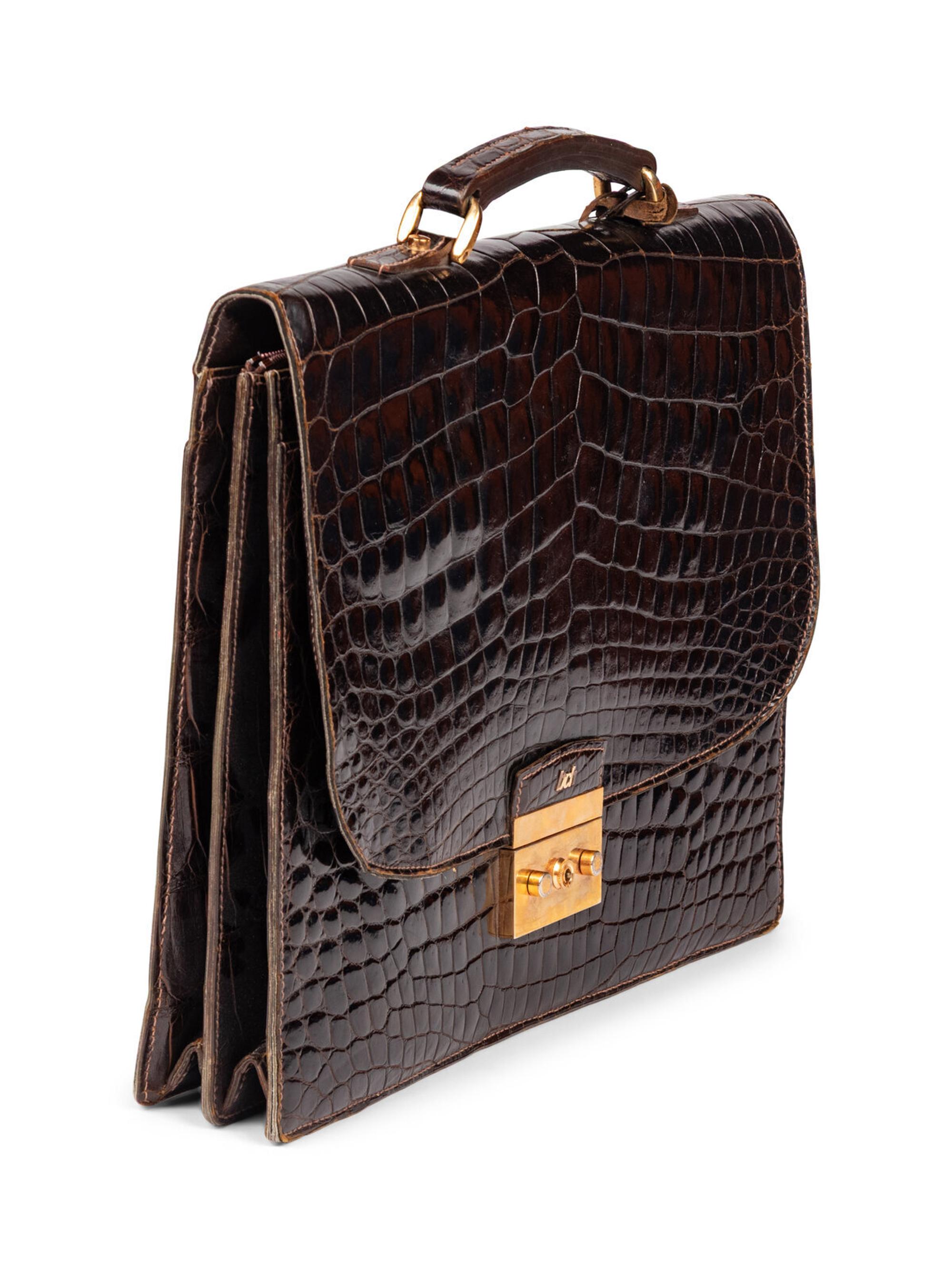 Gucci, Brown Crocodile Briefcase