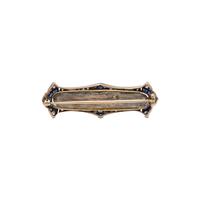 ANTIQUE, ETCHED GLASS, DIAMOND AND SAPPHIRE BROOCH