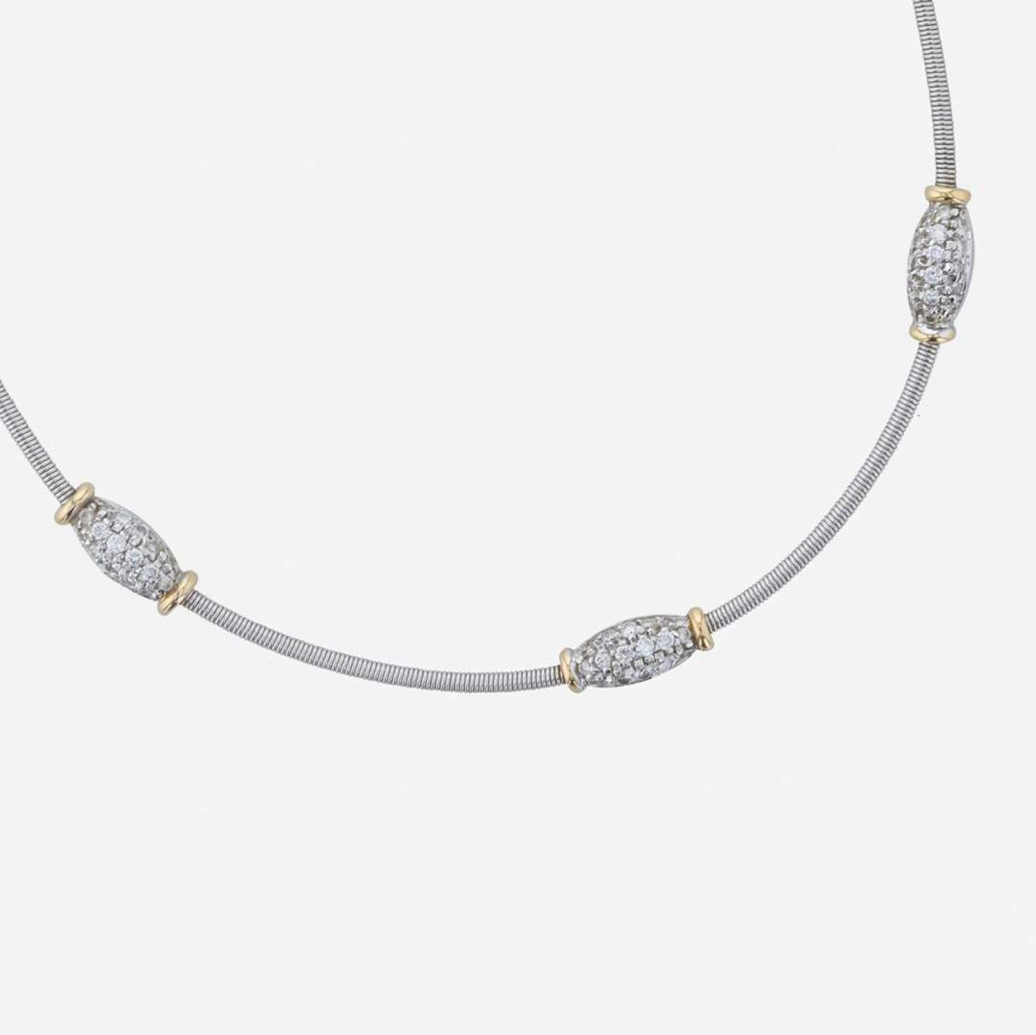 A 14K bicolor gold necklace with diamonds Italy