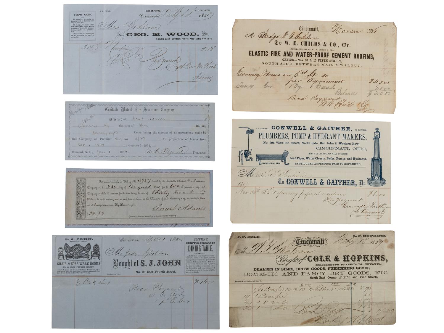 [BUSINESS] -- [OHIO]. Assortment of 19th-20th century letters, documents and account books, highlighted by a Sidney Hall map of the United States and World War I correspondence.