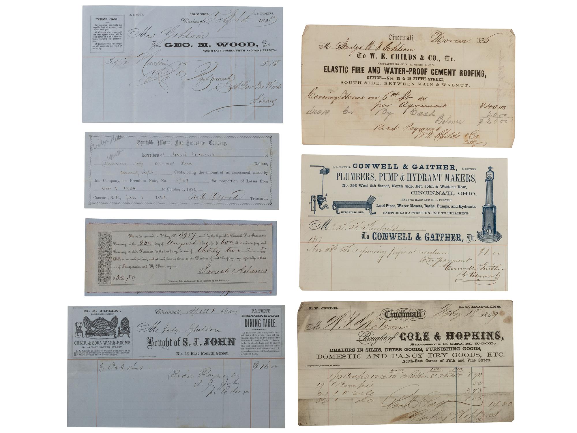 [BUSINESS] -- [OHIO]. Assortment of 19th-20th century letters, documents and account books, highlighted by a Sidney Hall map of the United States and World War I correspondence.