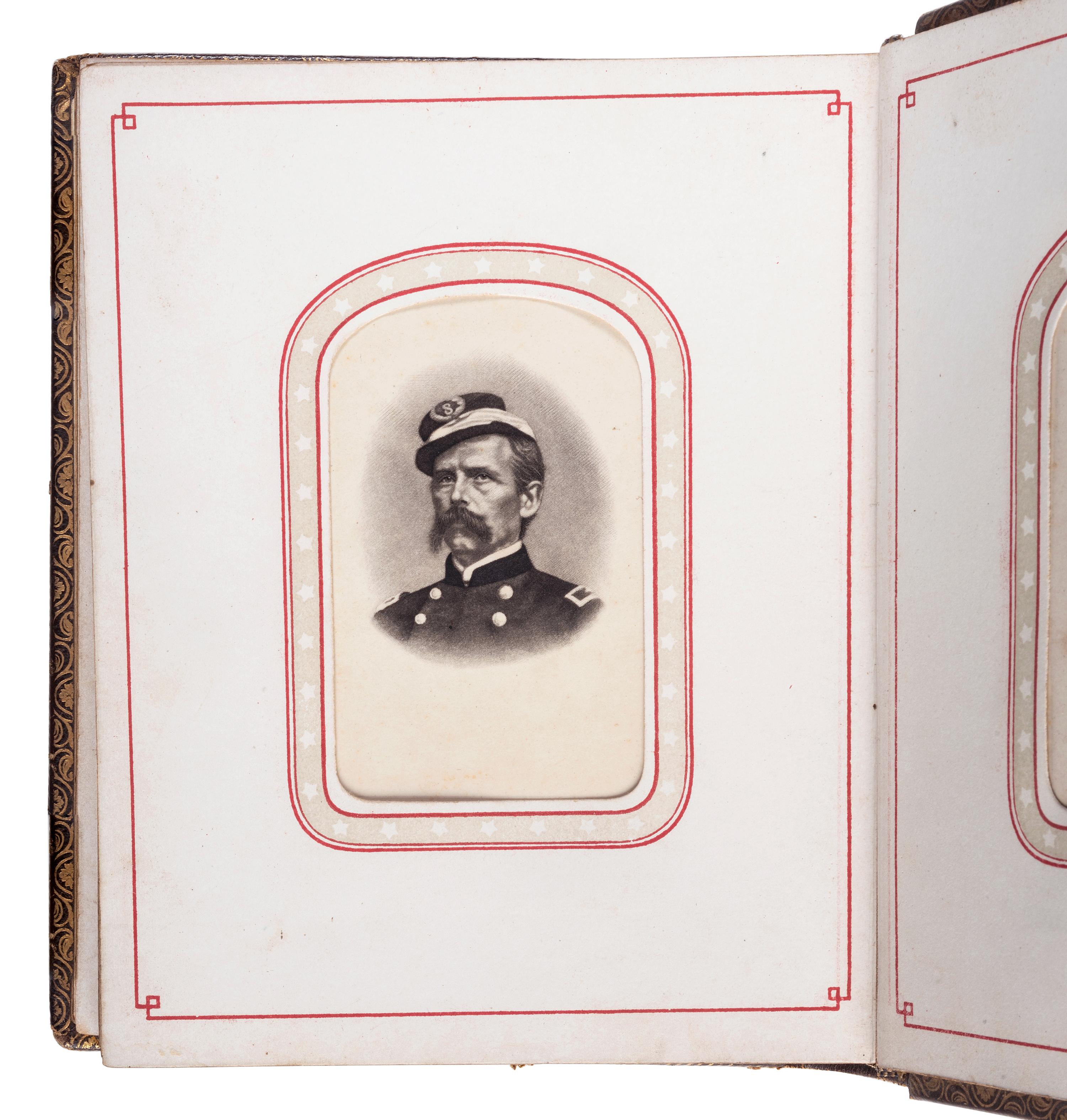 Patriotic album containing 24 engraved CDVs of Union generals. New York: Leavitt & Allen, 1862.