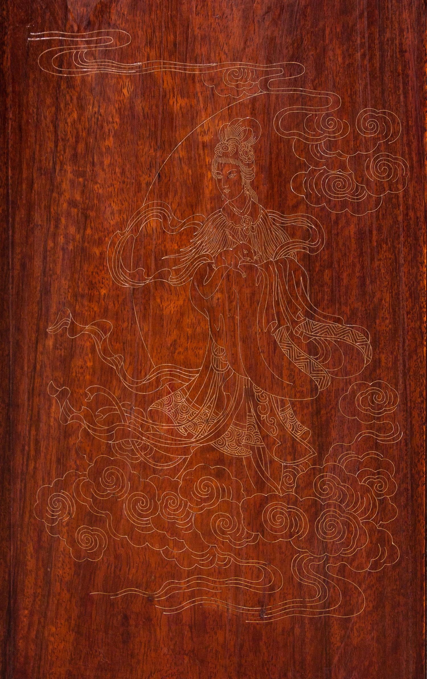A Chinese Export Rosewood Gilt-Metal Inlaid Slant-Front Desk