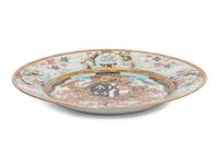 A Chinese Export Parcel-Gilt Armorial Porcelain Plate