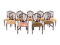 A Set of Nine George III Mahogany Dining Chairs