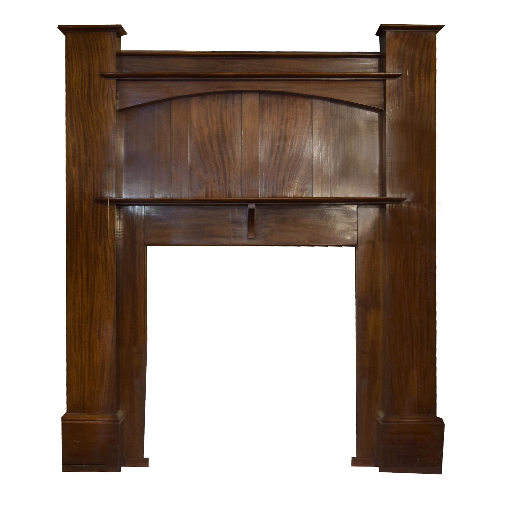 An Edwardian Oak Full Mantel with Mirror 58" W x 10" D x 78" H — England, Circa 1880