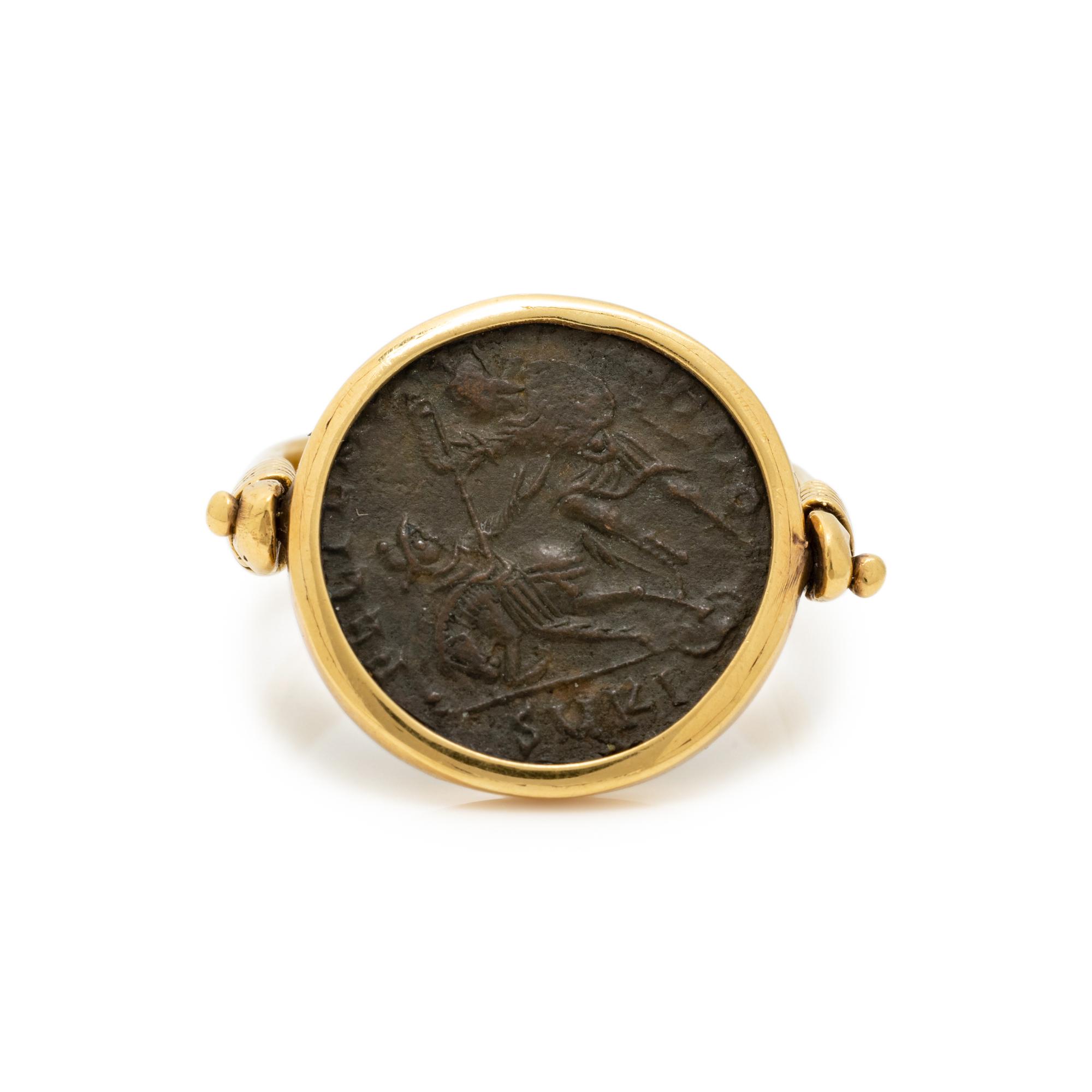 YELLOW GOLD AND ANCIENT ROMAN COIN RING