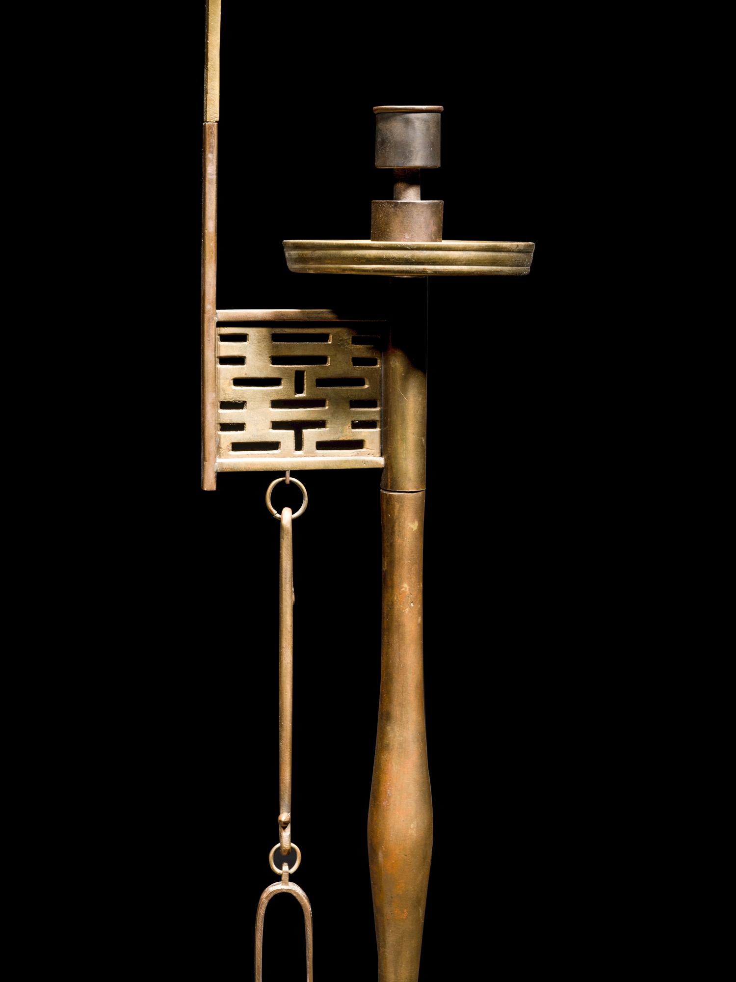 Three Chinese Copper Candlesticks