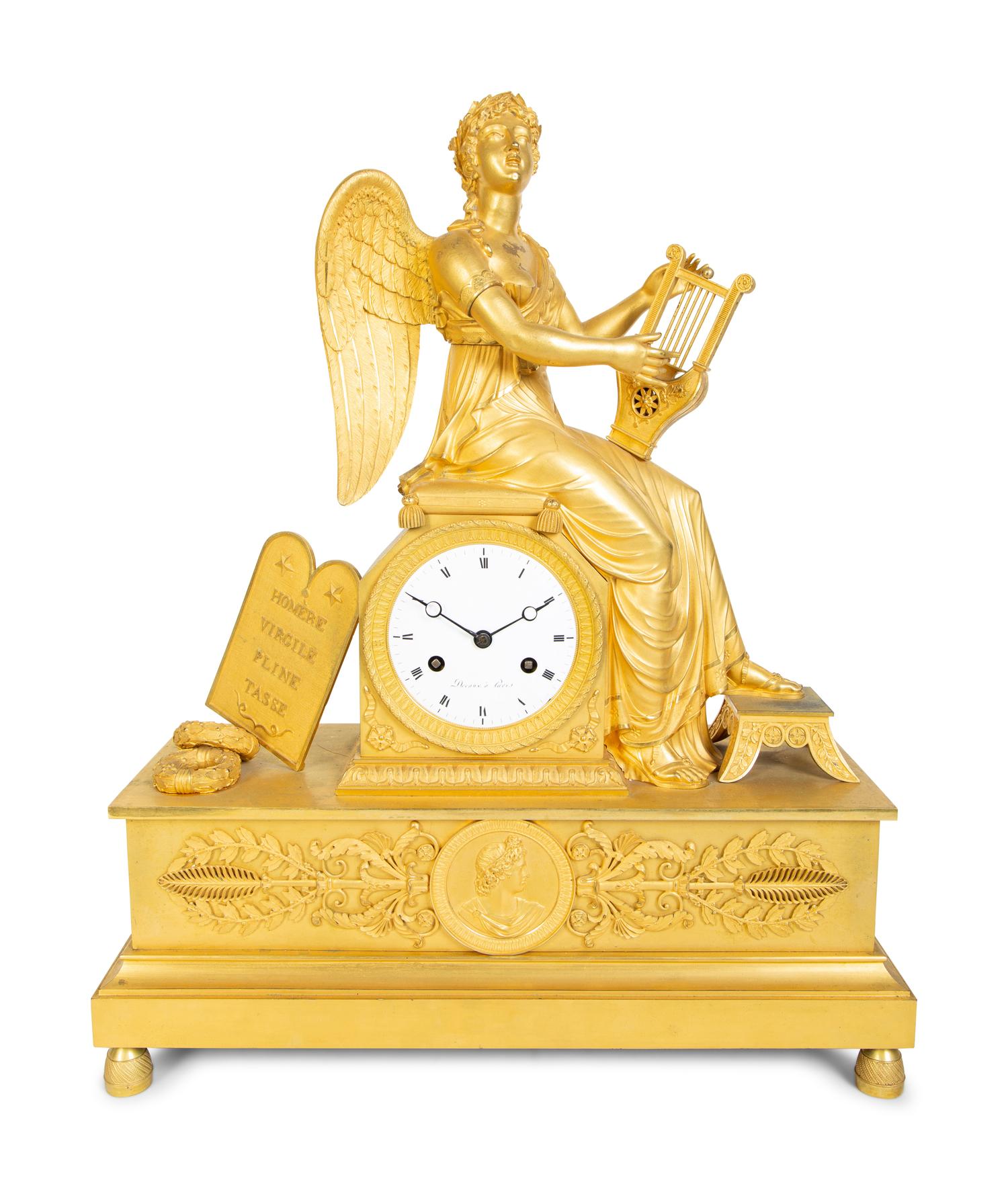 A French Empire Gilt Bronze Figural Clock — 19TH CENTURY