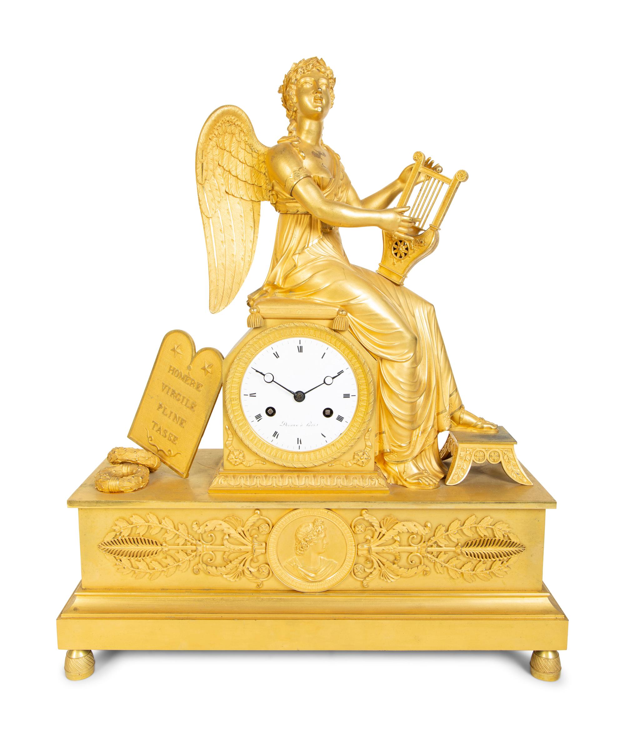 A French Empire Gilt Bronze Figural Clock — 19TH CENTURY