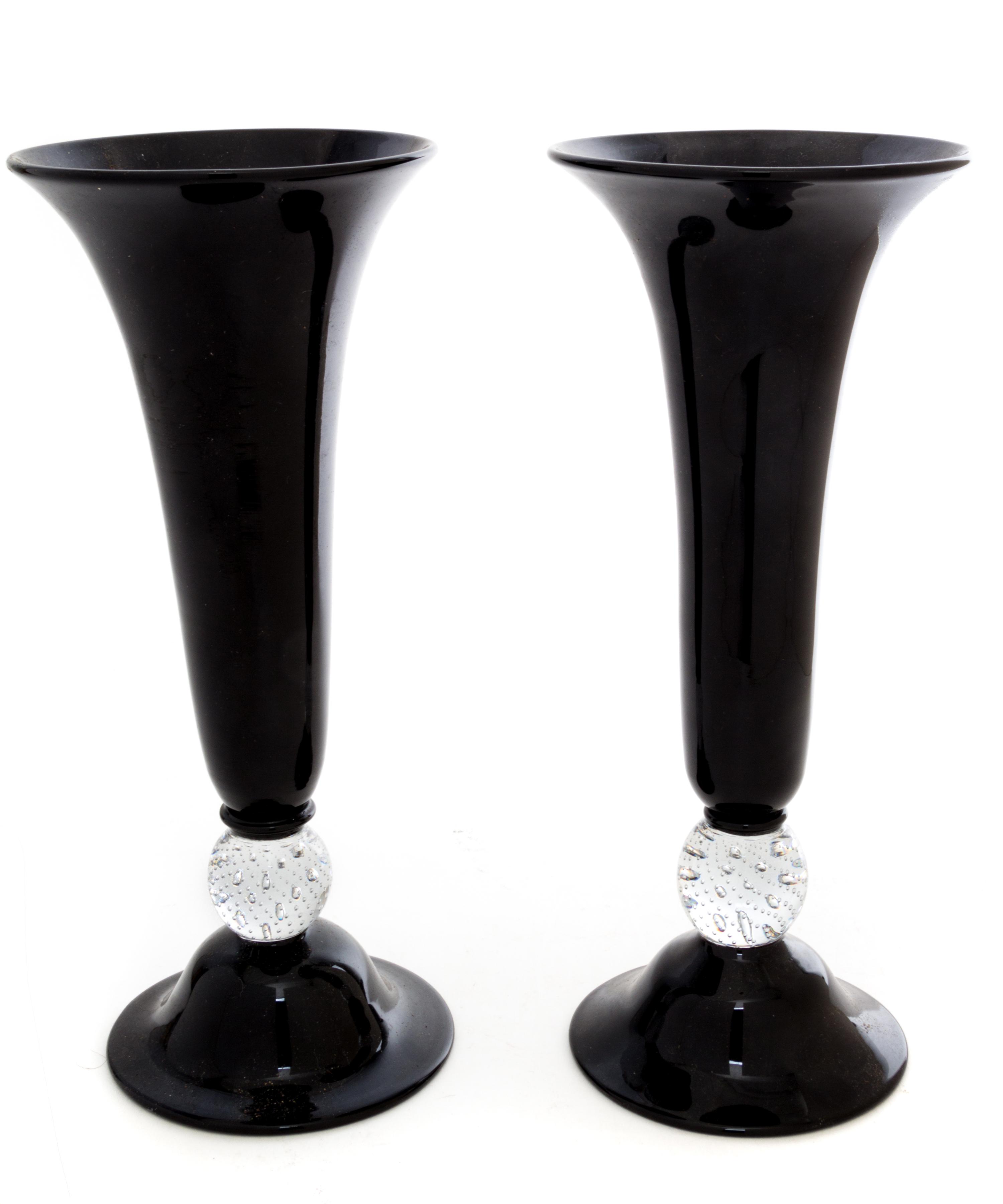 A Pair of American Glass Vases, Likely Pairpoint Height 12 inches. — 19TH/20TH CENTURY