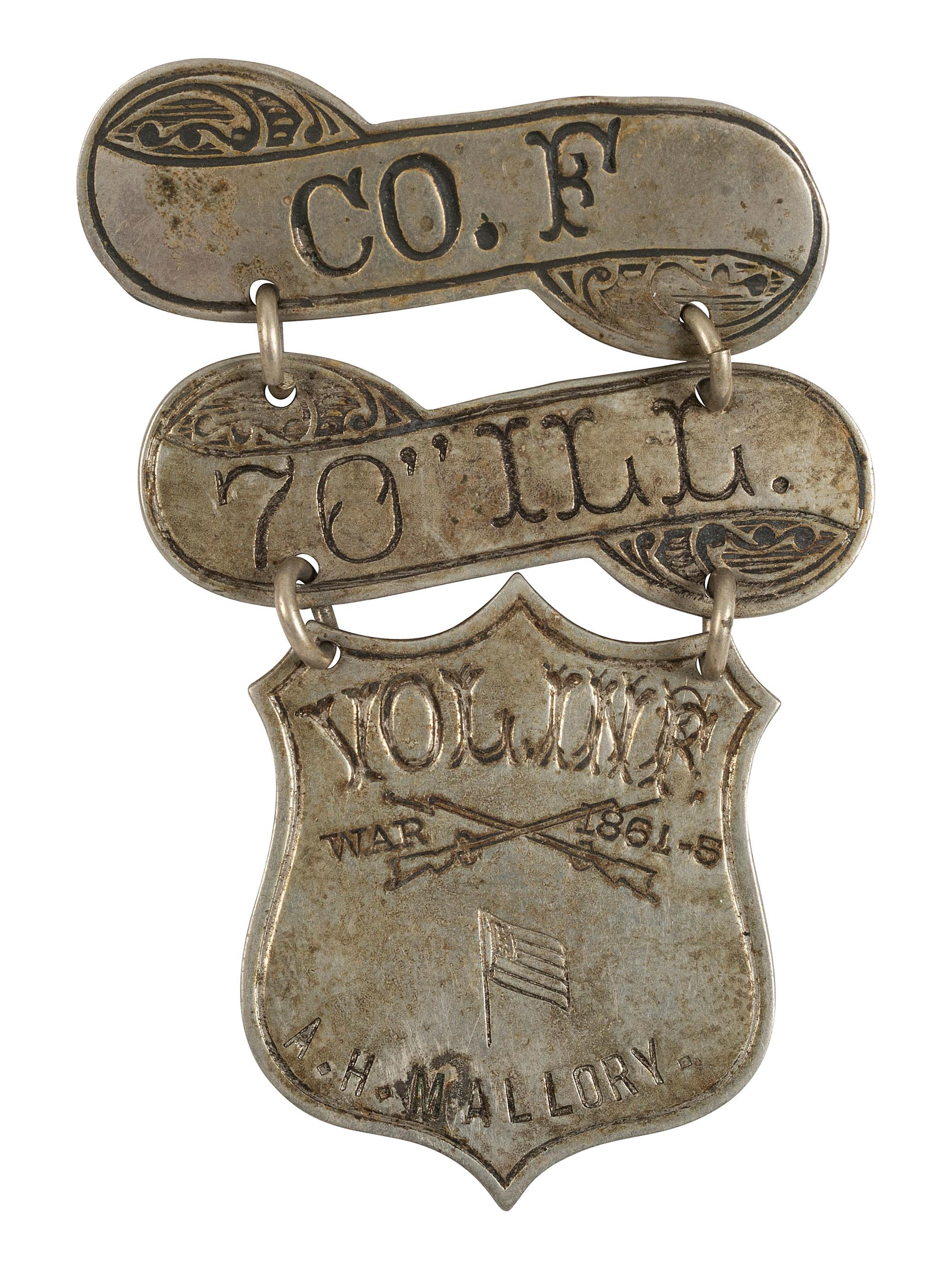 [CIVIL WAR]. 70th Illinois Volunteer Infantry ladder badge identified to A.H. Mallory.