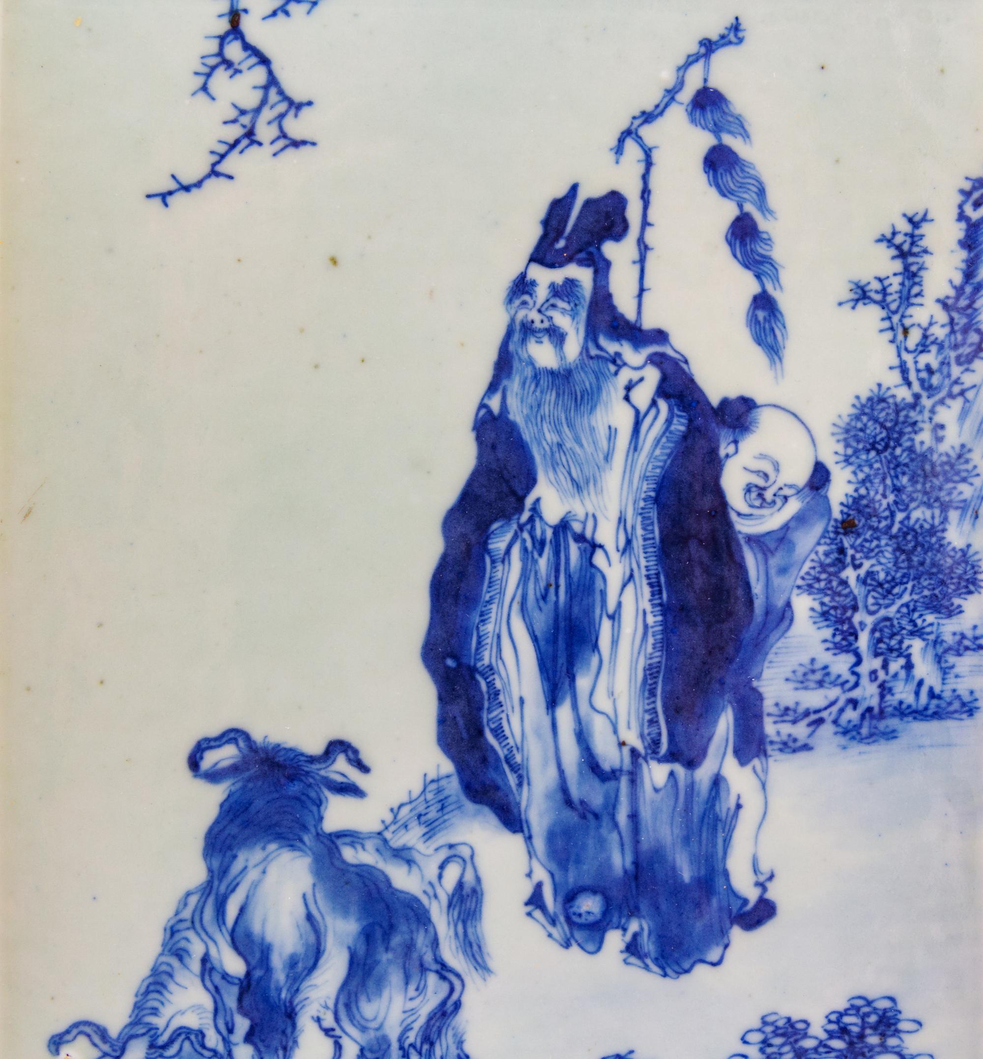 Two Chinese Blue and White Porcelain Plaques
