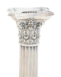 A Pair American Weighted Silver Corinthian Column Candlesticks — Gorham Mfg. Co., Providence, RI, 20th Century