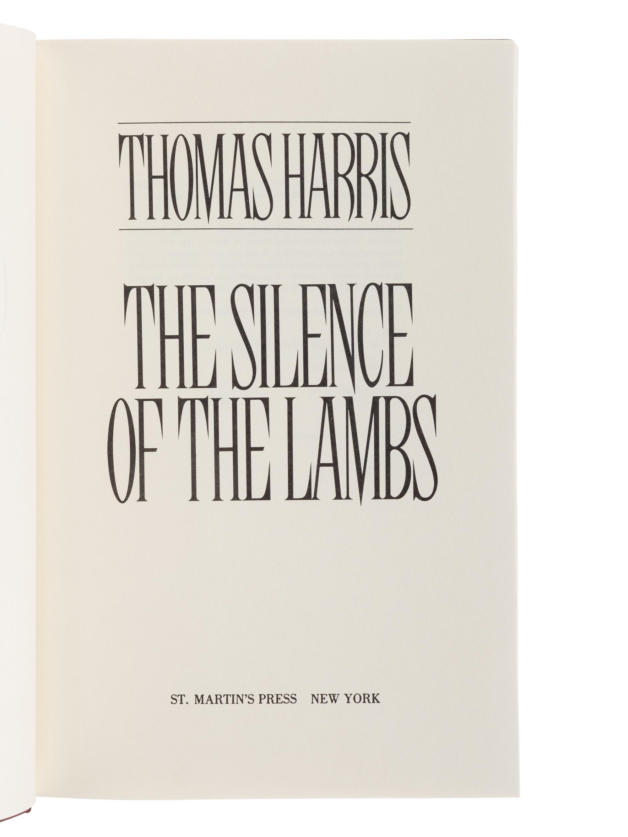 HARRIS, Thomas (b. 1940). A group of 4 novels by Harris from the Dr. Hannibal Lecter series, comprising: