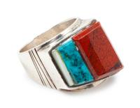 Native American Sterling Silver and Stone Inlay Ring